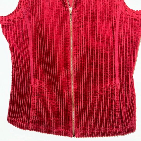 Woolrich Vintage Corduroy Zipper Vest Deep Ruby Red Womens Large EUC - Picture 2 of 11
